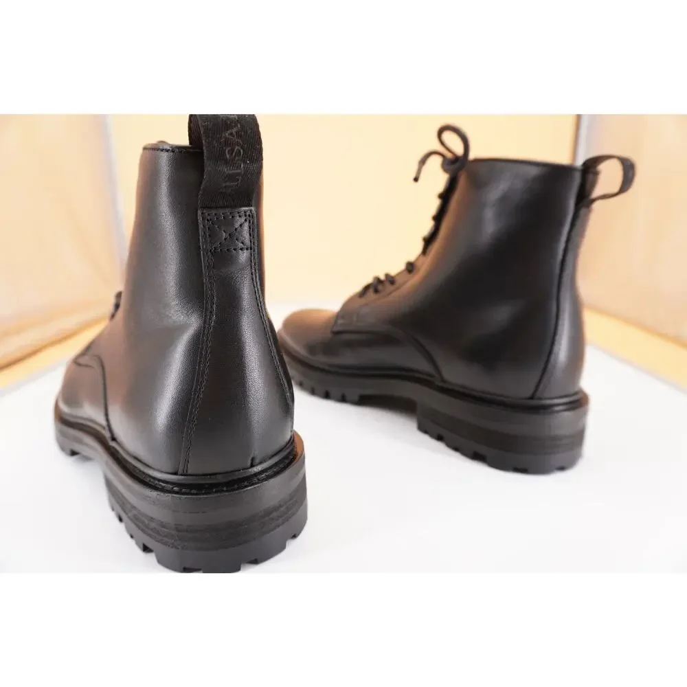 ALLSAINTS Laker Bobcat Black Leather Ankle Army Boots SZ 8 New $299 Mens Lace Up